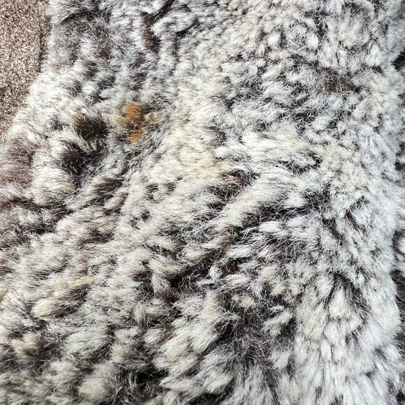 Vintage 70s Size Medium Brown Suede Snap Front Jacket Faux Fur Lining Grunge - Picture 11 of 13